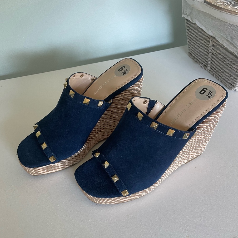 Marc Fisher Blue Wedge Sandal